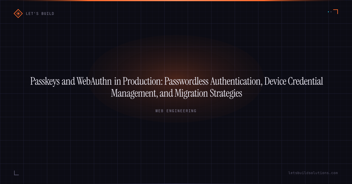 Passkeys and WebAuthn in Production: Passwordless Authentication, Device Credential Management, and Migration Strategies
