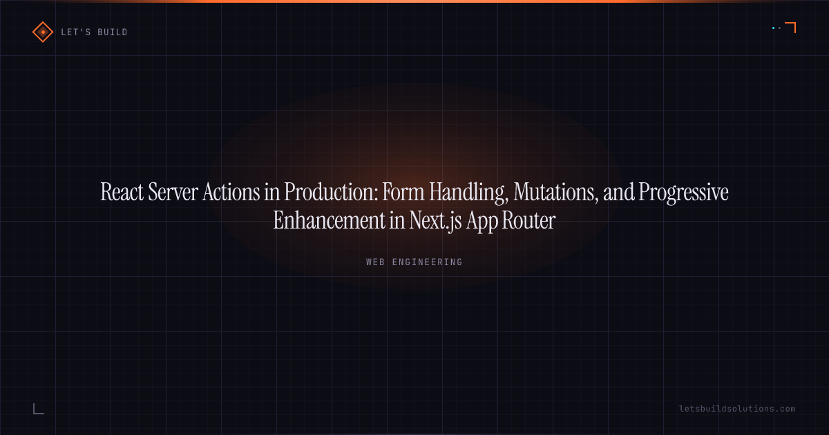 React Server Actions in Production: Form Handling, Mutations, and Progressive Enhancement in Next.js App Router