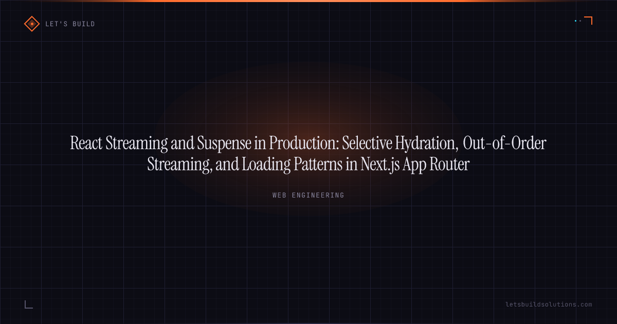 React Streaming and Suspense in Production: Selective Hydration, Out-of-Order Streaming, and Loading Patterns in Next.js App Router