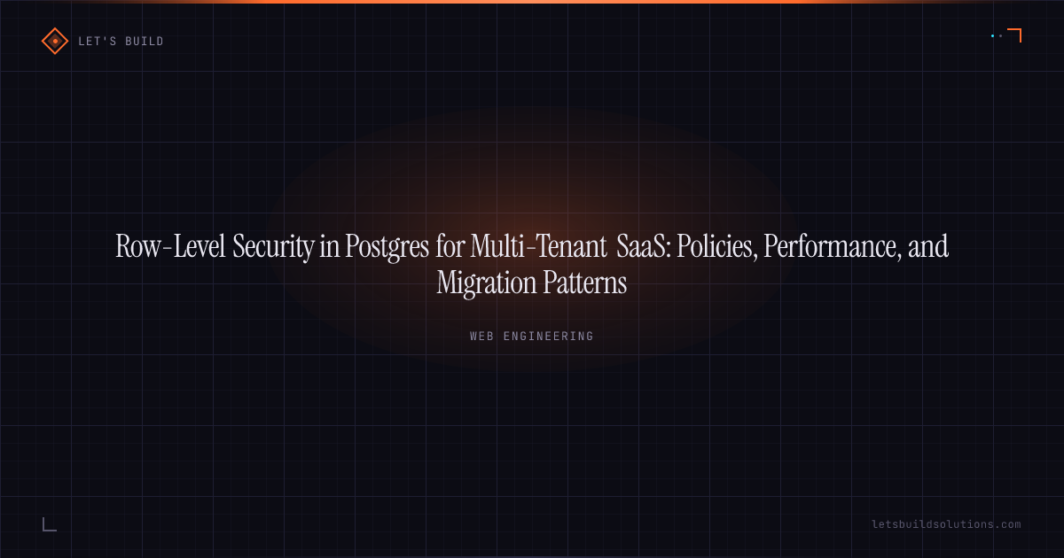 Row-Level Security in Postgres for Multi-Tenant SaaS: Policies, Performance, and Migration Patterns
