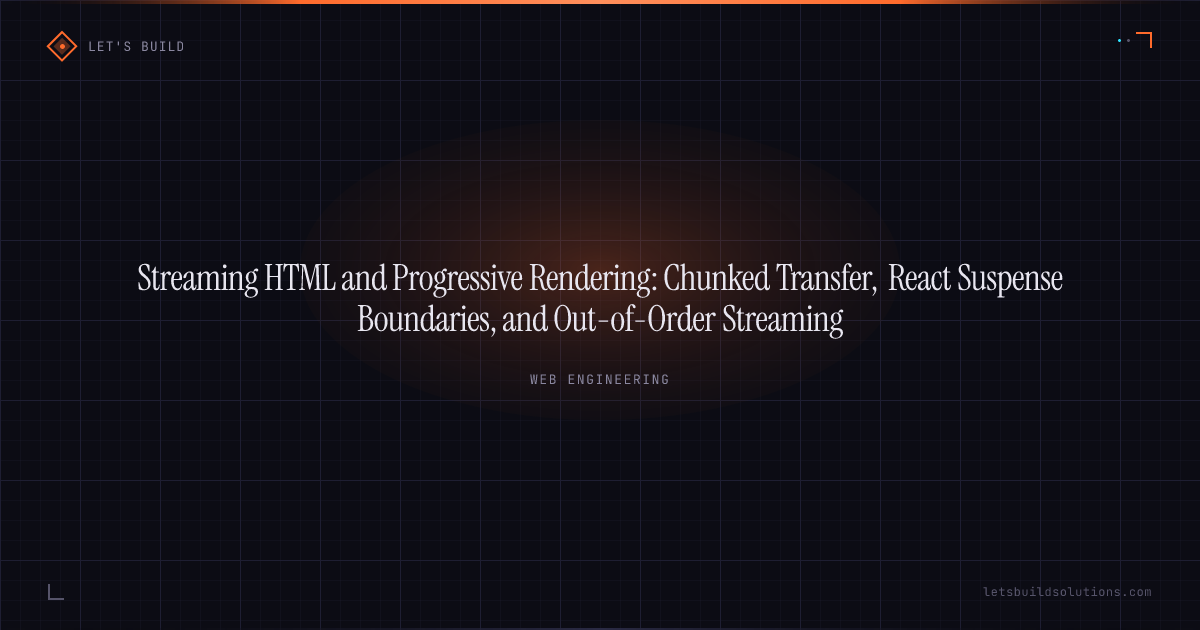 Streaming HTML and Progressive Rendering: Chunked Transfer, React Suspense Boundaries, and Out-of-Order Streaming